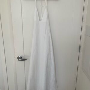 Zara White Backless Halter Dress